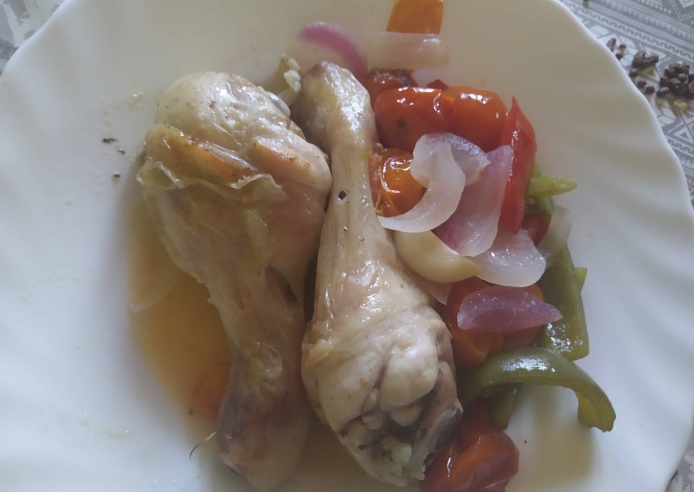 Pollo rápido con verduras al horno