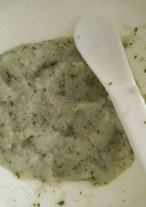 Foto resep MPASI Bubur Tepung Beras Merah + Bayam + evoo
