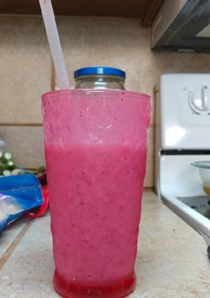 A picture of Blueberry raspberry protein shake.