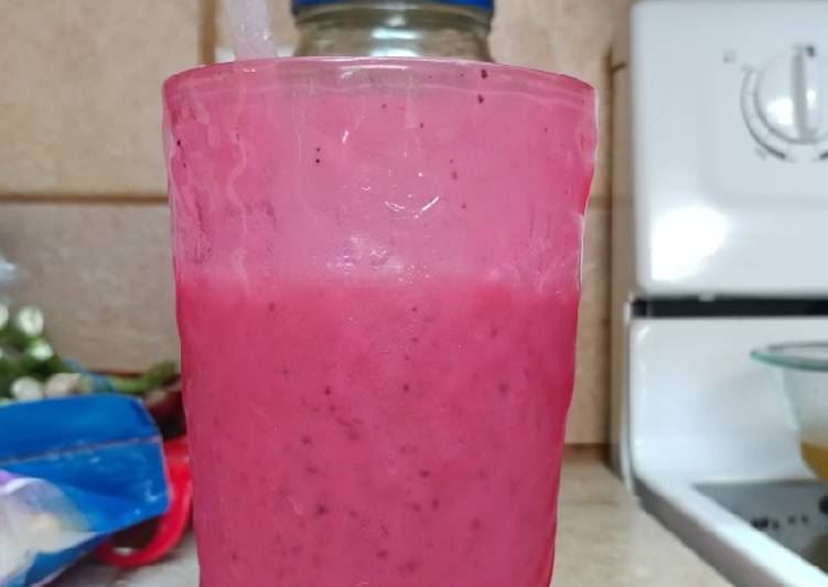 Steps to Make Favorite Blueberry raspberry protein shake