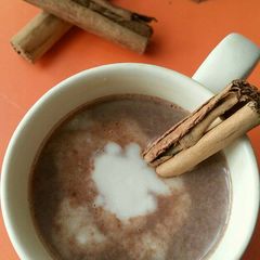 A picture of Vickys Pumpkin Hot Chocolate, GF DF EF SF NF.