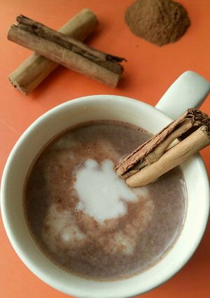 A picture of Vickys Pumpkin Hot Chocolate, GF DF EF SF NF.