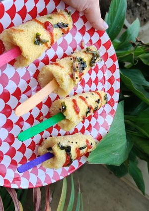 A picture of Dhokla popsicles.