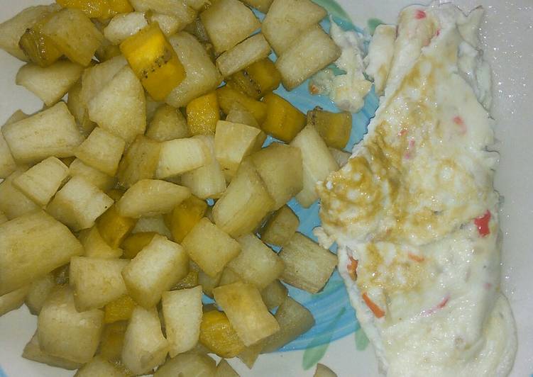 Recipe of Perfect Fried yam plantain and milk eggs