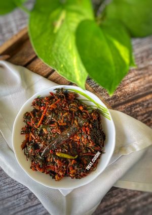 A picture of LAL Shak BHAJA (“STIR FRIED RED AMARANTH LEAVES “IN BENGALI STYLE).