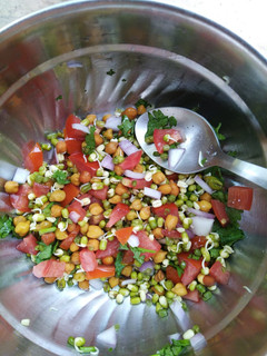 A picture of Kala chana mung salad.