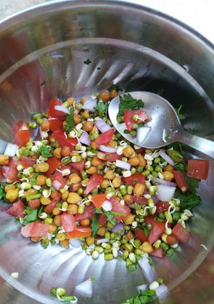 A picture of Kala chana mung salad.
