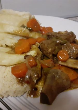 A picture of Dumpling with Beef Stew.