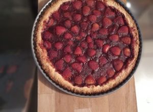 Una foto de Kuchen de frutilla