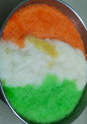 A picture of Tricolor Plate Idli.