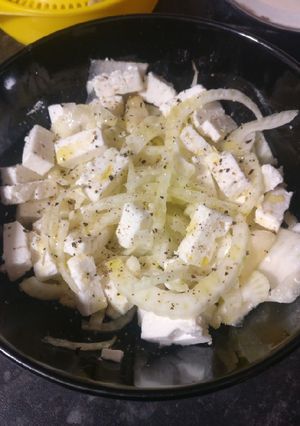 A picture of Fennel, feta and pears salad.