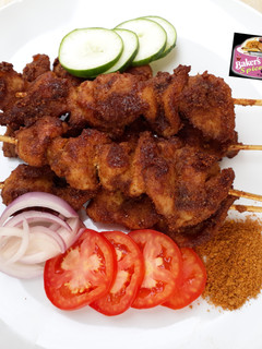 A picture of Chicken suya skewers.