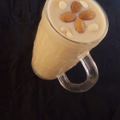 A picture of Chickoo and dry fruit smoothie.
