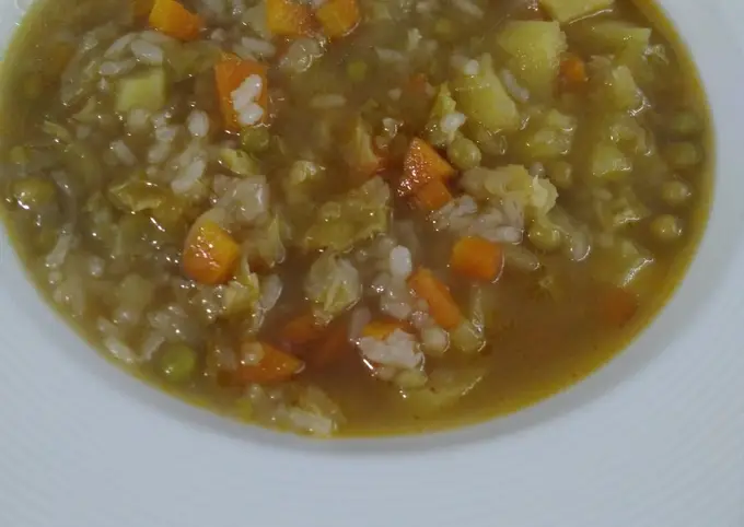 Manera fácil Preparar  Sopa de arroz con verduras