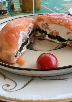Une photo de Verrines de saumon aux épinards et chèvre frais