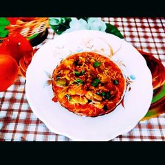 A picture of Masaledar tasty sev sponge gourd(galka) sabji.