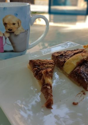 Una foto de Pastel de plátano y chocolate exprés. Opción sin gluten