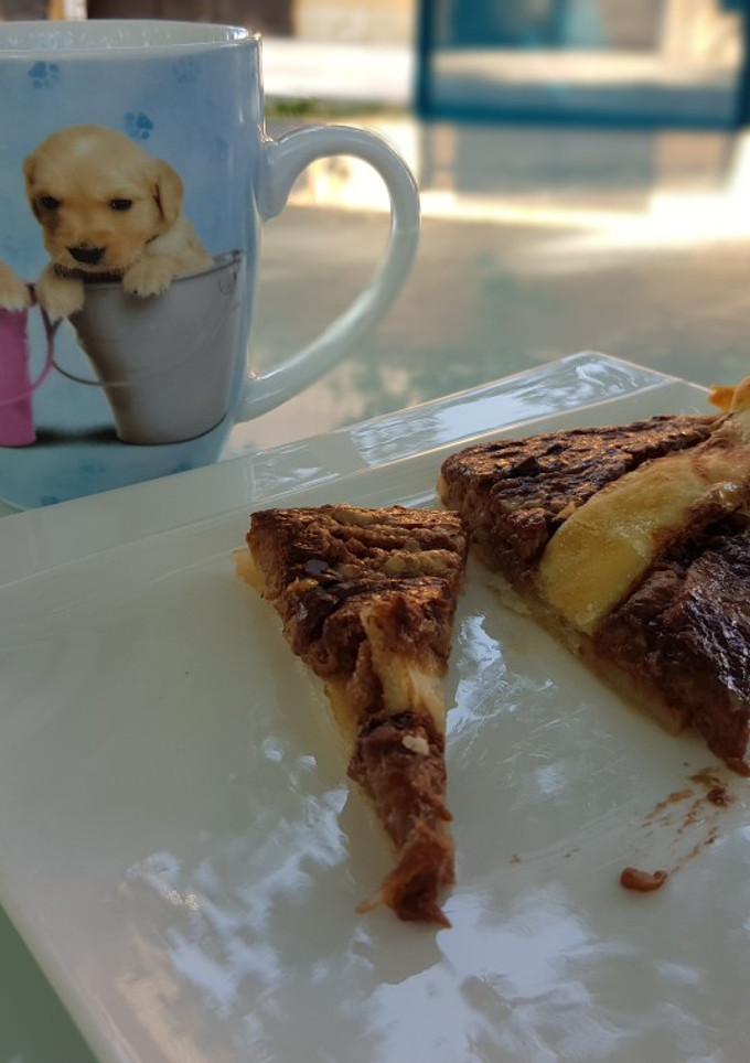 Una foto de Pastel de plátano y chocolate exprés. Opción sin gluten