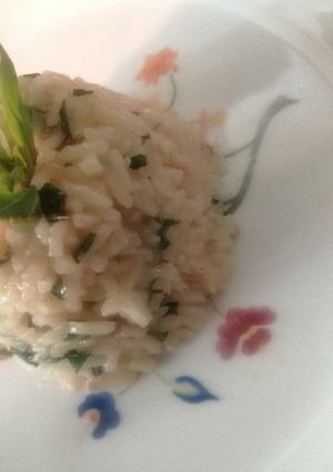 Una foto de Risotto a la albahaca
