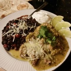 A picture of Brad's slow cooker chile verde with ez black beans.