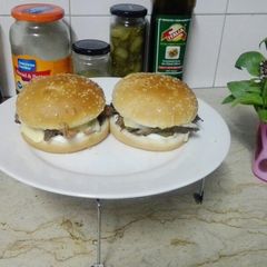 A picture of Beef steak burger.