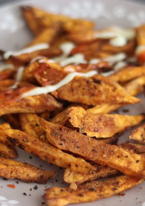 A picture of Air fry sweet potato spiced chips.