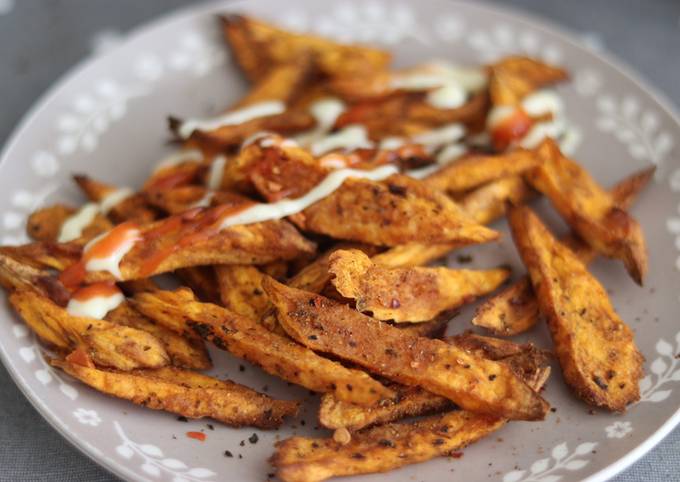 Air fry sweet potato spiced chips