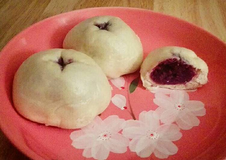 Recipe of Quick Purple sweet potato steamed dumplings (紫薯包子) #chinesecooking