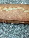 Budín de champagne y duraznos en almíbar