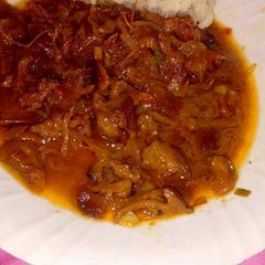 A picture of Mushroom stew/Obwolo stew.