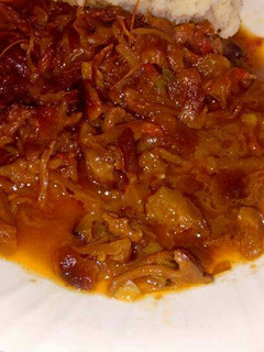 A picture of Mushroom stew/Obwolo stew.