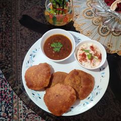 KUTTU ATTA ALOO PURI with WHOLE WHEAT ATTA.. A picture of KUTTU ATTA ALOO PURI with WHOLE WHEAT ATTA...