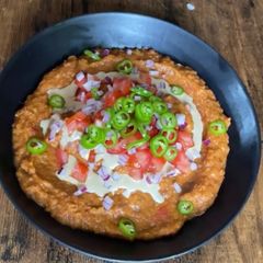 A picture of Fava bean dip. فول مدمس fool Mdamass.