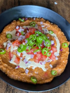 A picture of Fava bean dip. فول مدمس fool Mdamass.