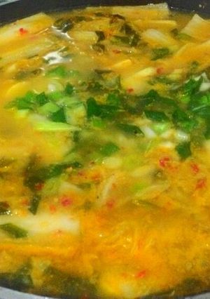 Foto resep Sup Sawi Putih Asam Pedas (Sour and Spicy Cabbage Soup)