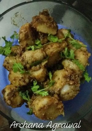A picture of Arbi ki spicy dry veg.