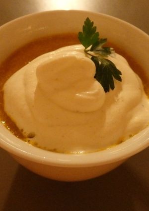 Une photo de Velouté de potimarron en cappuccino
