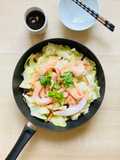 Steamed cabbage with salmon served with homemade ponzu sauce