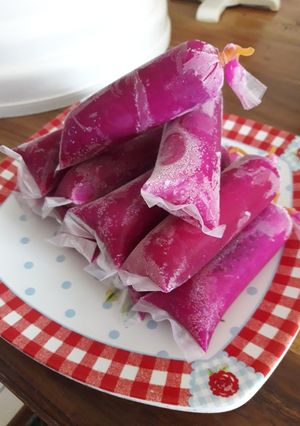 Foto resep Es lilin buah naga asli lembut