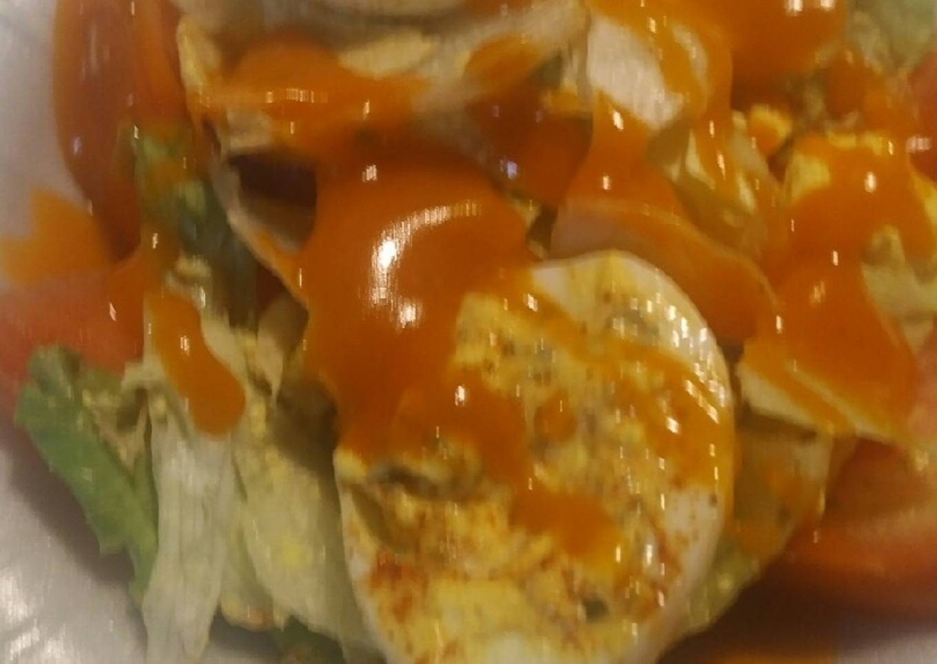 Devil eggs in a salad
