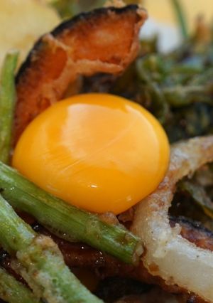 A picture of Crispy Spring Vegetable Tempura Rice Bowl (Tendon) 🌿🌼🍚.