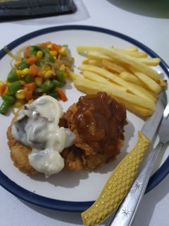 Foto resep Chicken steak with creamy mushroom and barbeque sauce