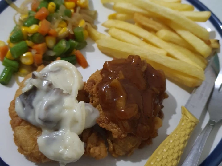 Cara Gampang Menyiapkan Resep Chicken steak with creamy mushroom and barbeque sauce yang Bisa Manjain Lidah Anti Ribet, Sempurna