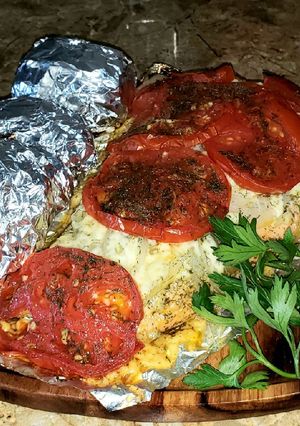 Una foto de Salmón en papillote a la parrilla
