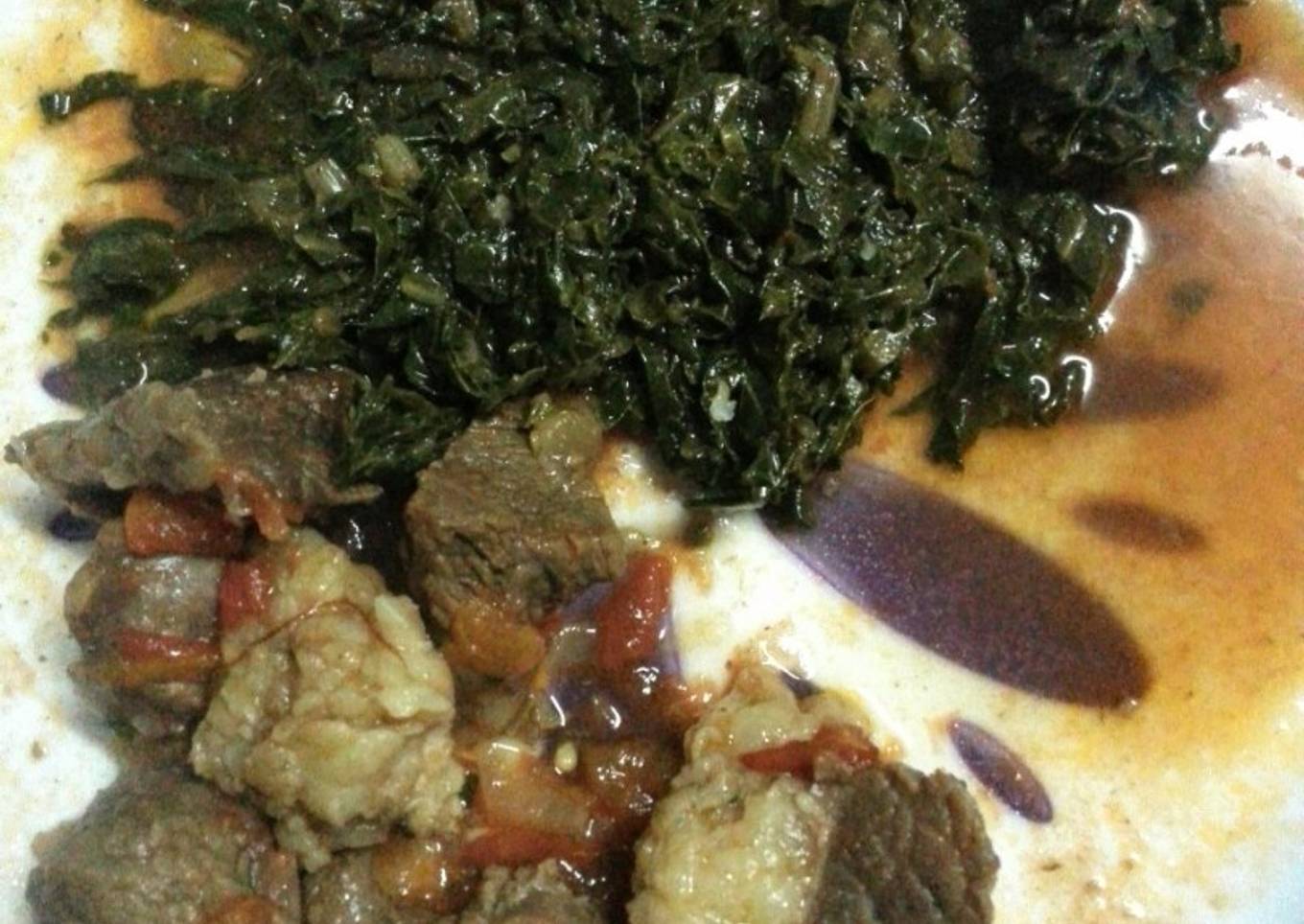 Beef stew and kales