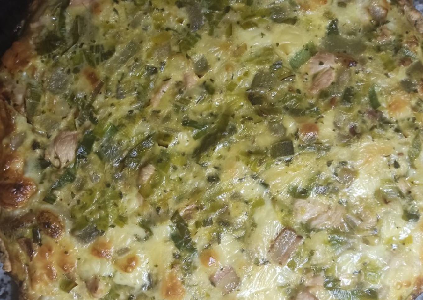 Tarta de pollo y puerro
