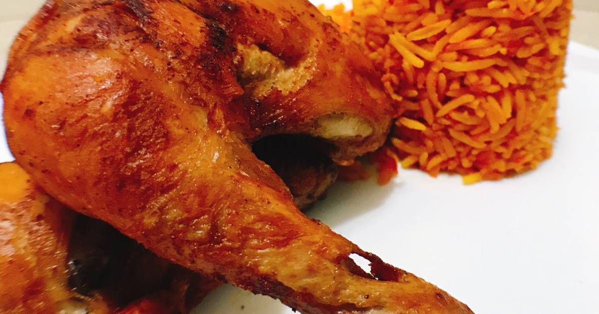 Spicy fried chicken and jollof rice Recipe by Cookingwithseki Cookpad