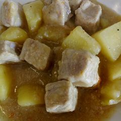 A picture of Pork loin and potato 'stew'.