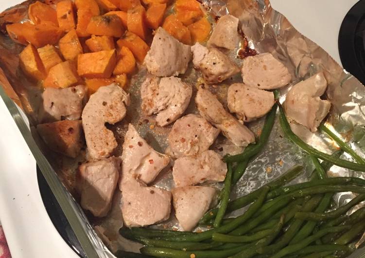 Easiest Way to Prepare Favorite One pan chicken, sweet potato and green beans