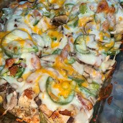 A picture of Jalapeño and bacon smothered chicken.